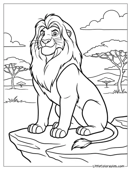 Adult Simba Looking Regal Lion King Coloring Page