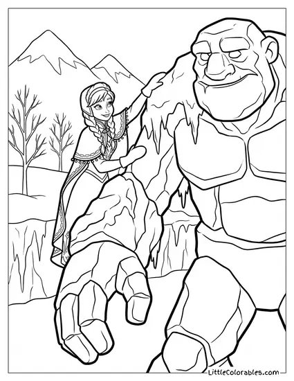 Anna Climbing the Earth Giants Frozen Coloring Page