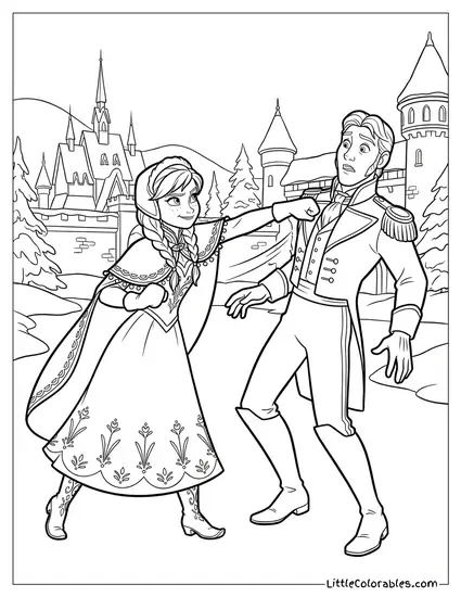 Anna Punching Hans in the Face Frozen Coloring Page