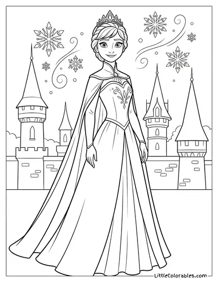 Anna Wearing Her Queen of Arendelle Dress Frozen Coloring Page