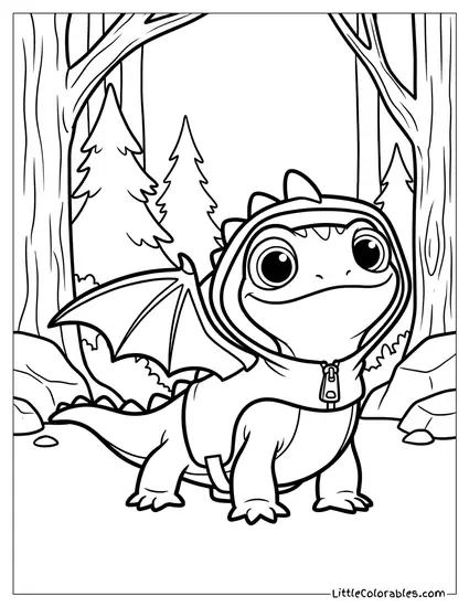 Bruni the Salamander Dressed as a Dragon Frozen Coloring Page