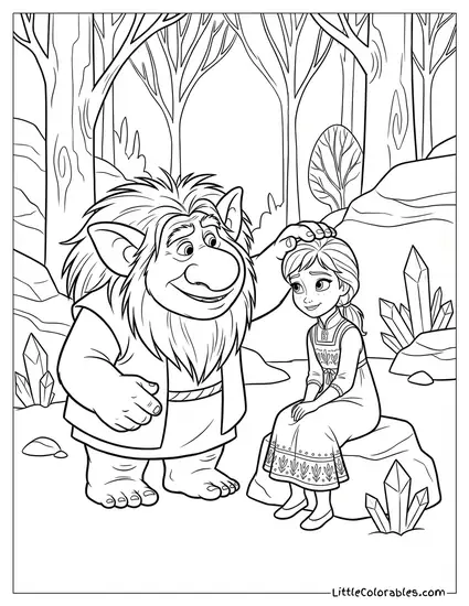Grand Pabbie Healing Young Anna Frozen Coloring Page