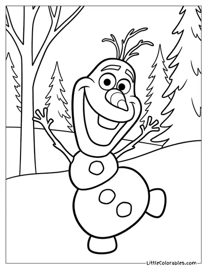 Olaf Acting Out a Charade Frozen Coloring Page