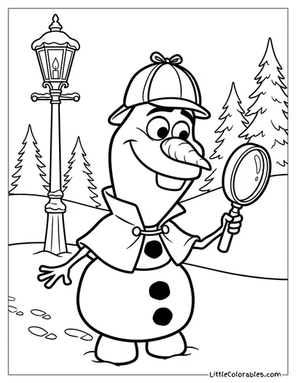 Olaf Dressed as Sherlock Holmes Frozen Coloring Page
