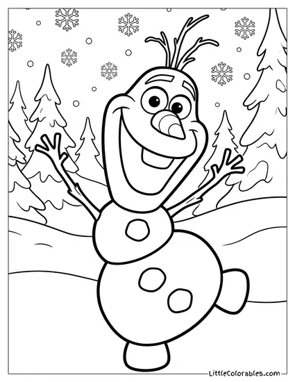Olaf Smiling with a Warm Hug Frozen Coloring Page
