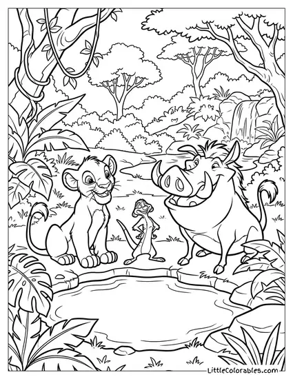 The Jungle Oasis Where Simba Grew Up Lion King Coloring Page