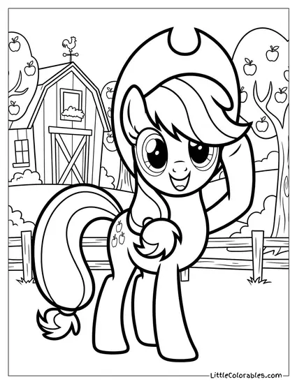 Applejack Smiling with Her Stetson Hat Pulled Down Playfully Over One Eye My Little Pony Coloring Page