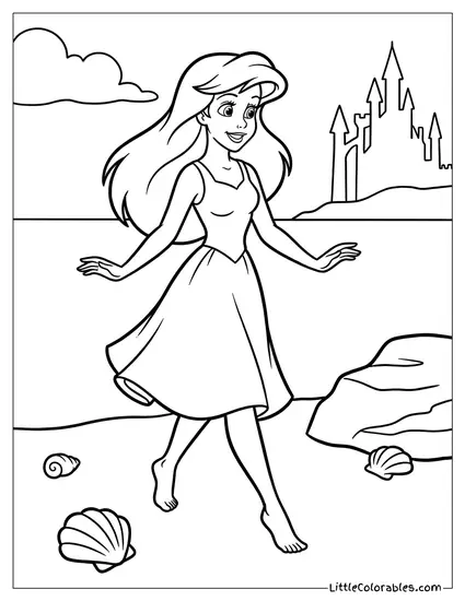 Ariel Walking on Her New Human Legs Coloring Page