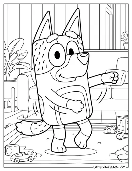 Bandit Heeler Dancing the Floss Bluey Coloring Page