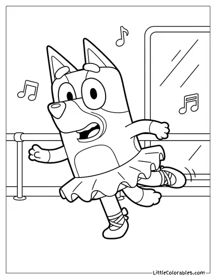 Bandit Trying to Do Ballet Bluey Coloring Page