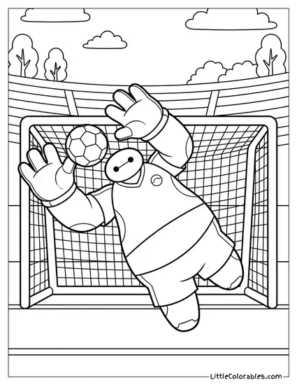 Baymax Dressed as a Soccer Goalie Coloring Page