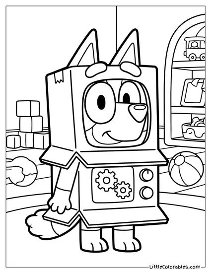 Bingo Dressed as a Robot Bluey Coloring Page