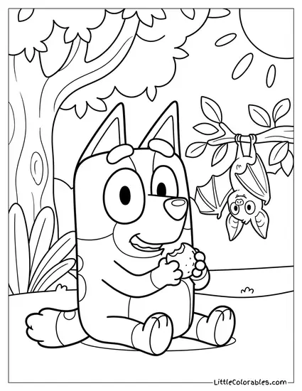 Bingo Eating a Fruit Bat Bluey Coloring Page