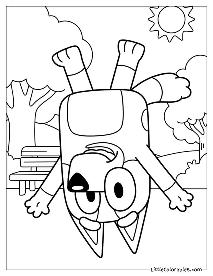 Bingo Heeler Doing a Handstand Bluey Coloring Page
