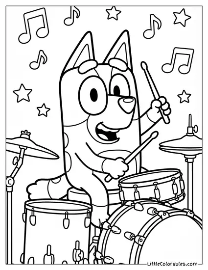 Bingo Playing the Drums Bluey Coloring Page