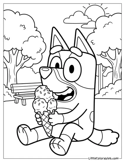 Bluey Eating a Giant Ice Cream Cone Bluey Coloring Page