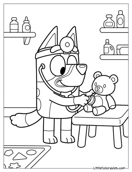 Bluey Playing Doctors Bluey Coloring Page
