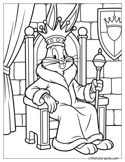 Bugs Bunny Dressed as a King Coloring Page