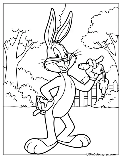 Bugs Bunny Eating a Carrot Coloring Page
