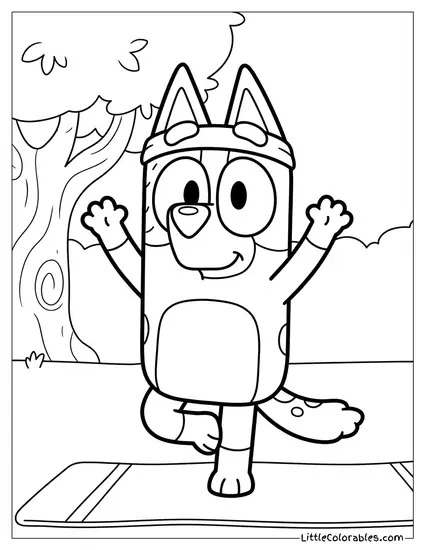 Chilli Doing Yoga Poses Bluey Coloring Page