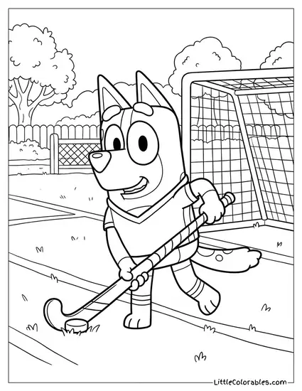 Chilli Playing Field Hockey Bluey Coloring Page
