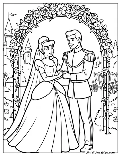 Cinderella Marrying Prince Charming Coloring Page