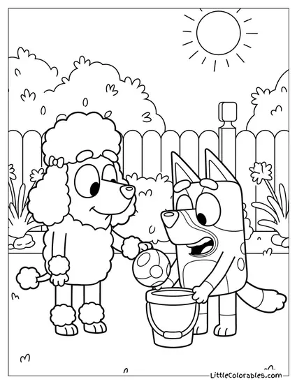 Coco the Poodle Playing Bluey Coloring Page