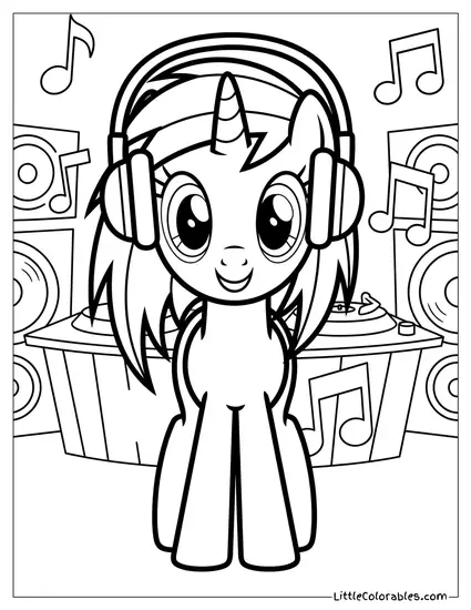 DJ Pon-3 Wearing Headphones My Little Pony Coloring Page