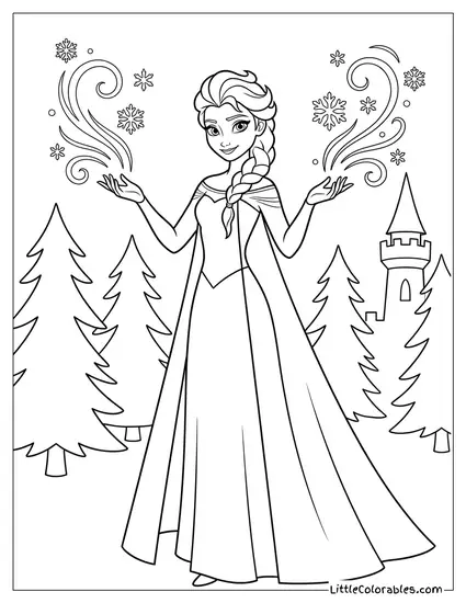 Elsa Casting a Spell with Both Hands Coloring Page