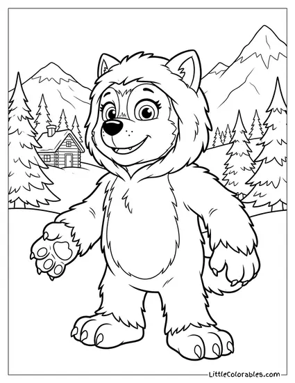 Everest Dressed as a Yeti PAW Patrol Coloring Page