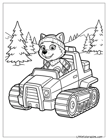 Everest Driving Her Snowcat PAW Patrol Coloring Page
