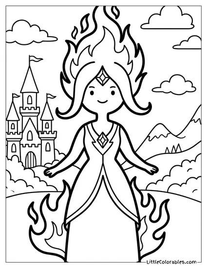 Flame Princess Burning Bright Coloring Page