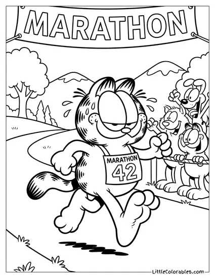 Garfield Running a Marathon Coloring Page