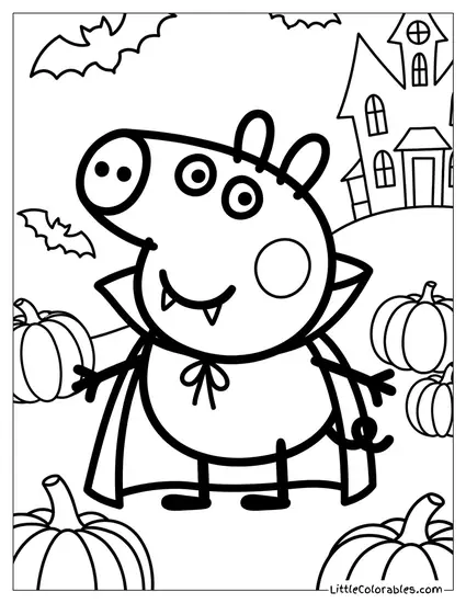George Pig Dressed as a Vampire for Halloween Coloring Page
