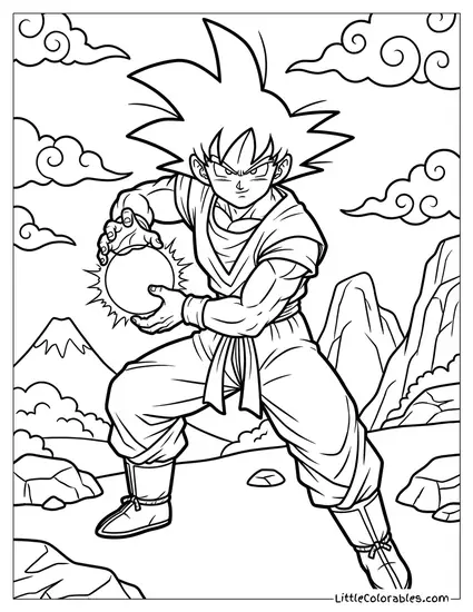 Goku Charging a Kamehameha Coloring Page