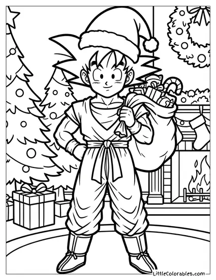Goku Dressed as Santa Claus Coloring Page