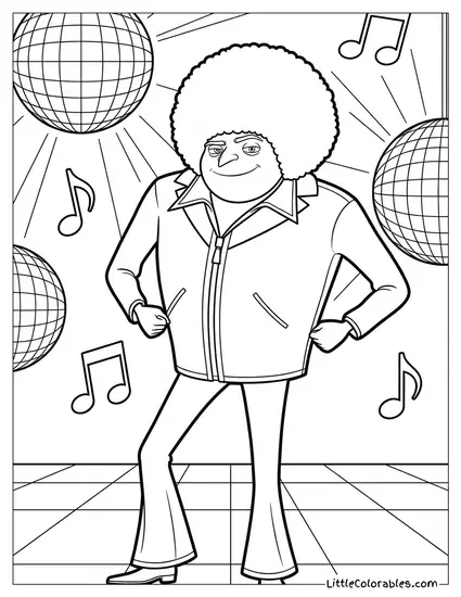 Gru Dressed as a Disco Dancer Coloring Page