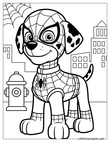 Marshall Dressed as Spiderman PAW Patrol Coloring Page