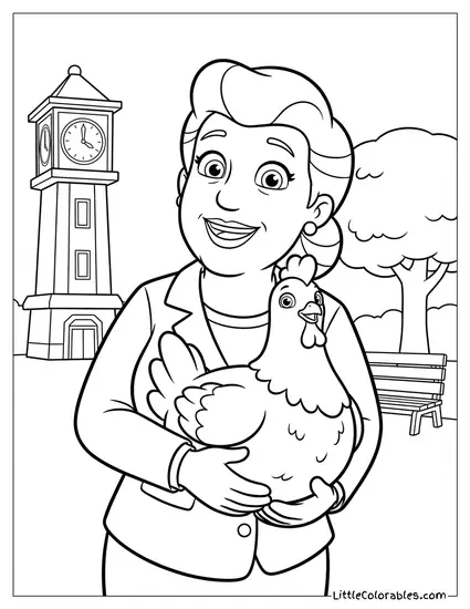 Mayor Goodway Holding Chickaletta PAW Patrol Coloring Page