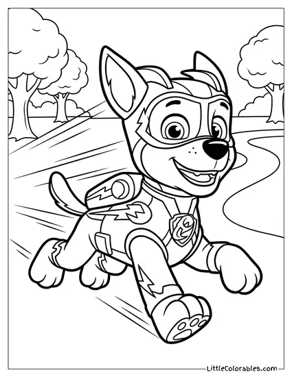 Mighty Pups Chase Using Super Speed PAW Patrol Coloring Page