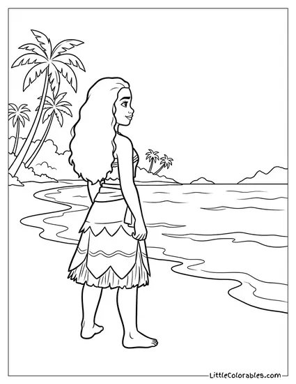 Moana Looking at the Horizon Coloring Page