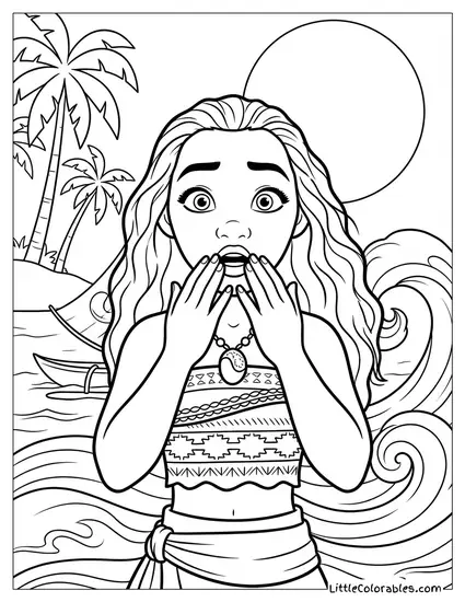 Moana Looking Surprised Coloring Page