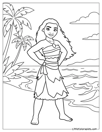 Moana Standing with Her Hands on Her Hips Coloring Page