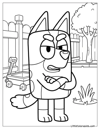 Muffin Heeler Looking Grumpy Bluey Coloring Page