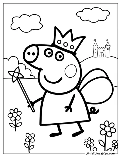 Peppa Dressing Up as a Fairy Princess Coloring Page