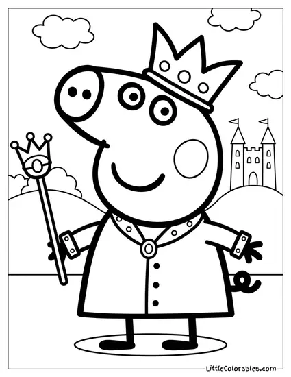 Peppa Pig Dressed as a Queen Coloring Page