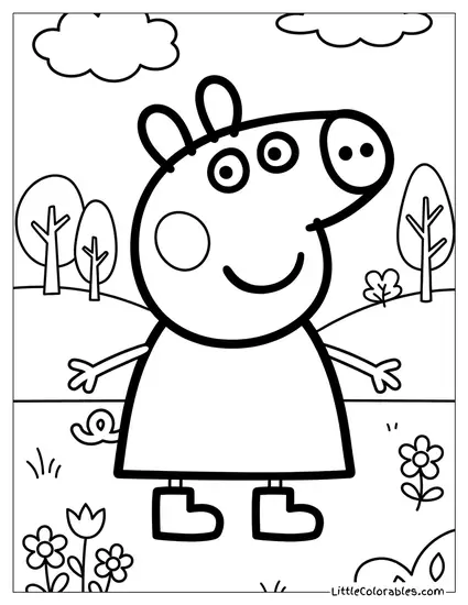 Peppa Wearing Her Golden Boots Coloring Page