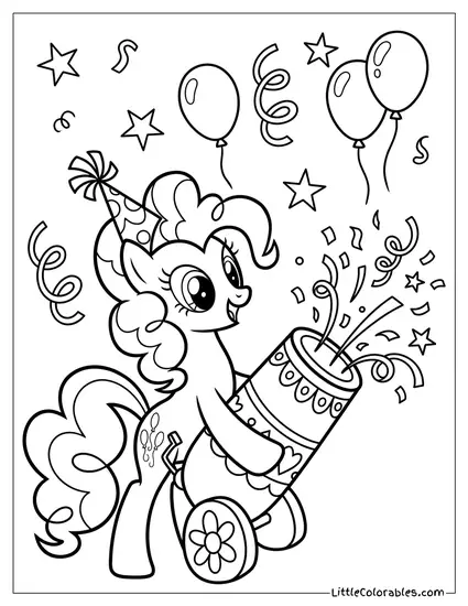Pinkie Pie Firing Her Party Cannon My Little Pony Coloring Page
