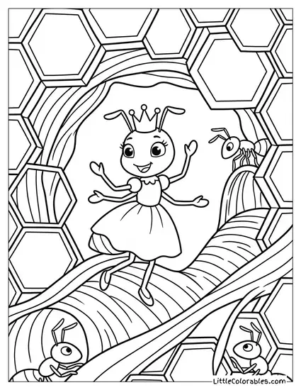 Princess Bala Dancing in the Hive Coloring Page