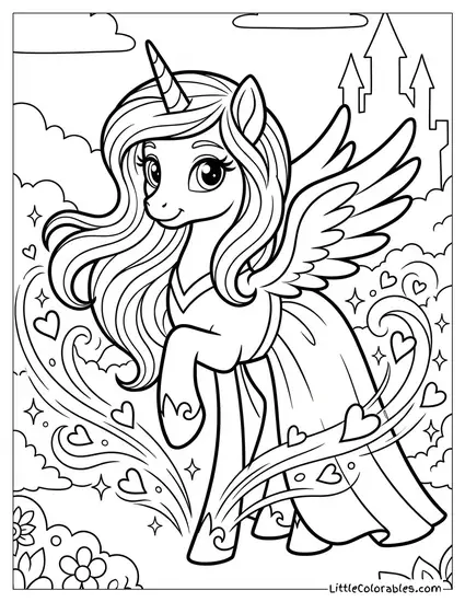 Princess Cadance Spreading Love Magic Coloring Page